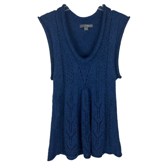 Forever 21 Y2K Navy Blue Mohair Blend Babydoll Sleeveless Sweater Dress M - Picture 1 of 6